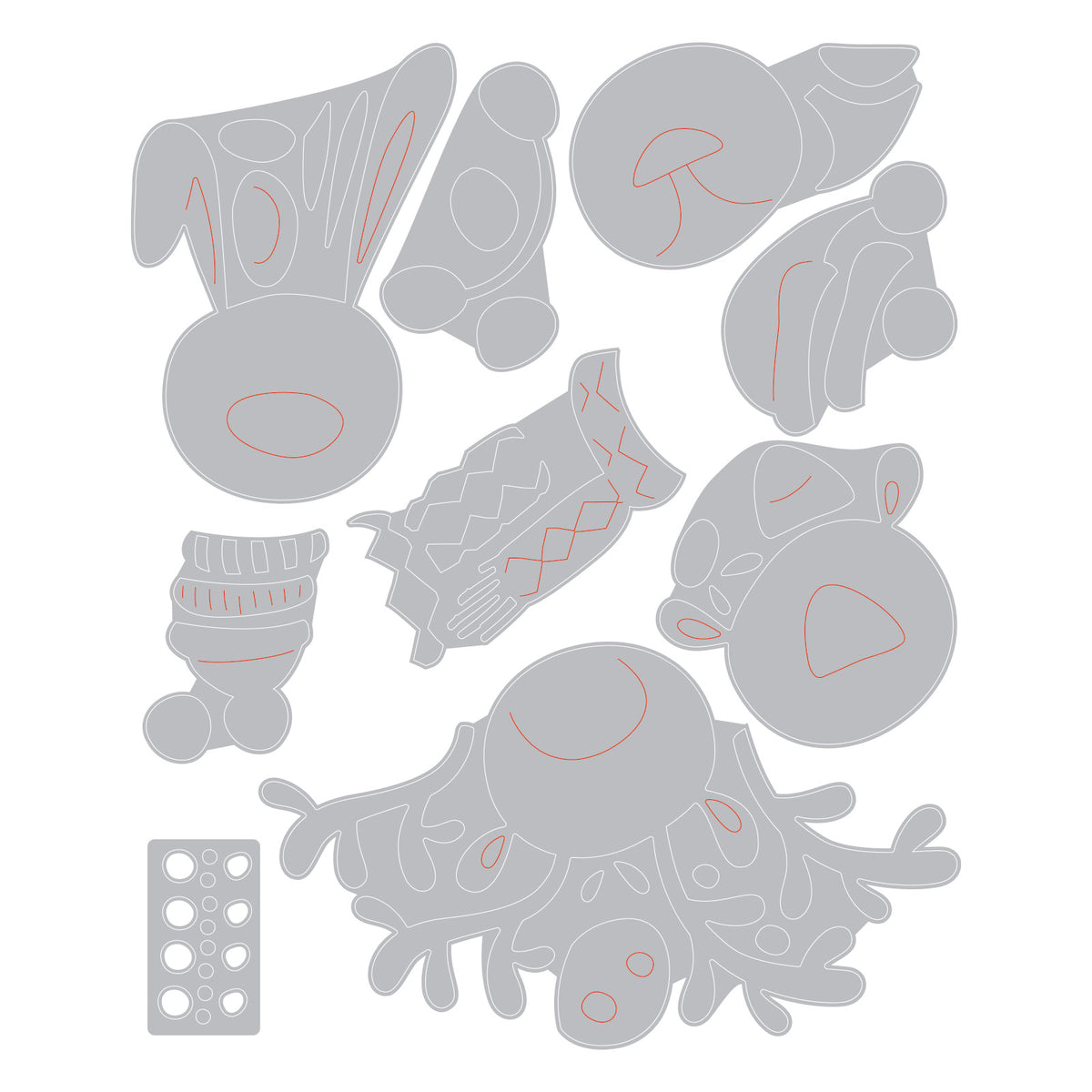 Sizzix Thinlits Set Fustelle 9 Pezzi 664752 Creature Invernali By Tim Holtz | Per Big Shot, Orsi, Pinguini, Renne - 2