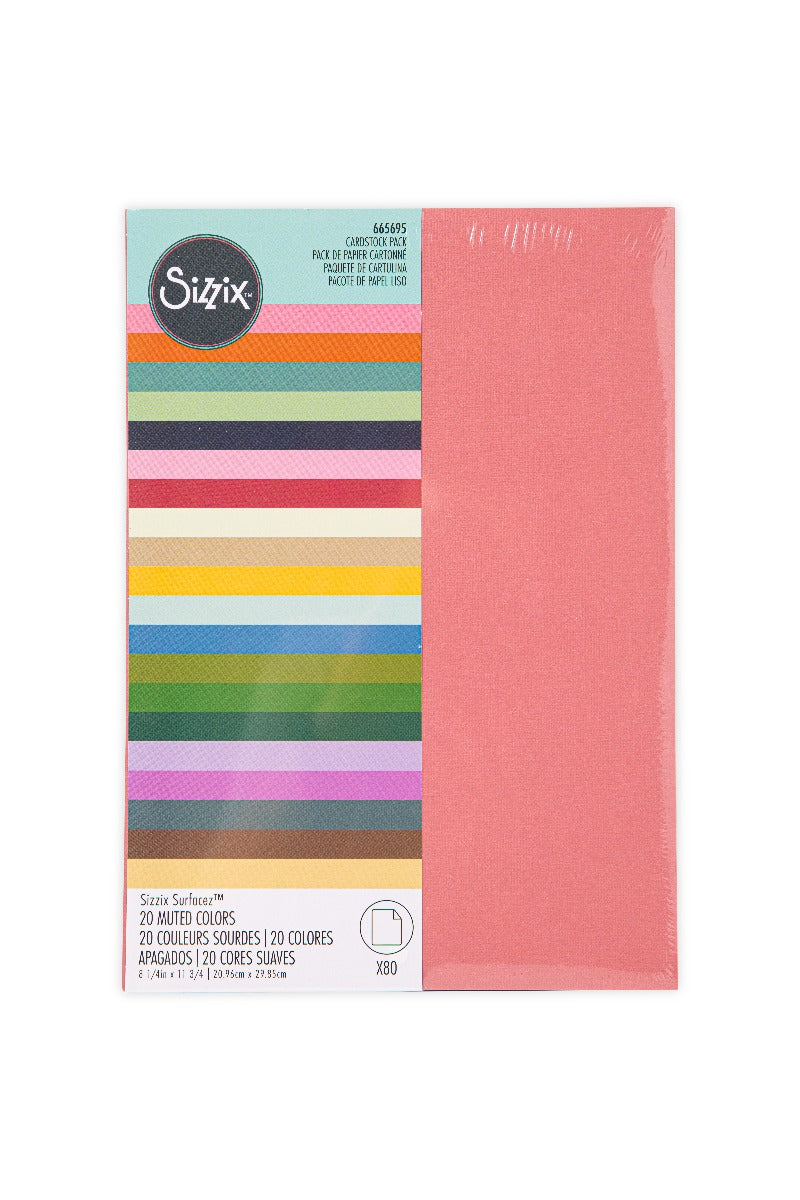 Sizzix Surfacez Cardstock, 8 1/4" x 11 3/4", 20 Muted Colors, 80 Sheet