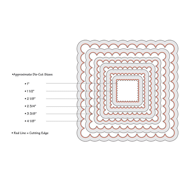 Sizzix Framelits Die Set 6PK Squares, Scallop – Sizzix.co.uk