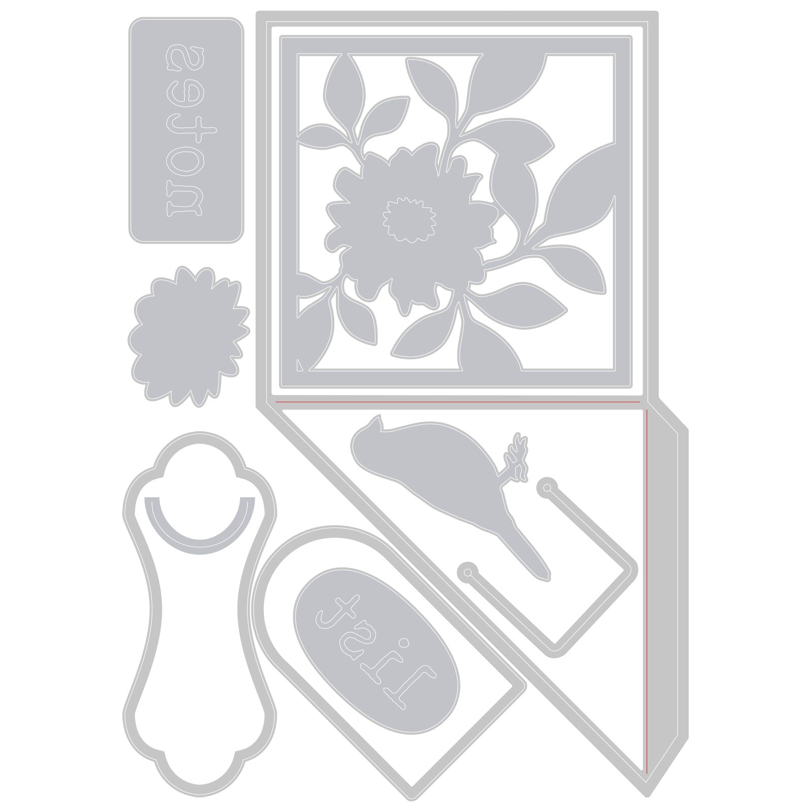 Sizzix - Fustella Etichetta con Uccelli - Embosslits Label Love Bir Sizzix - Fustella Etichetta con Uccelli - Embosslits Label Love Bir