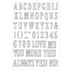 Sizzix A5 Clear Stamps 52pk w 8pk Framelits Fine Line Alpha 01 by 49 and Market