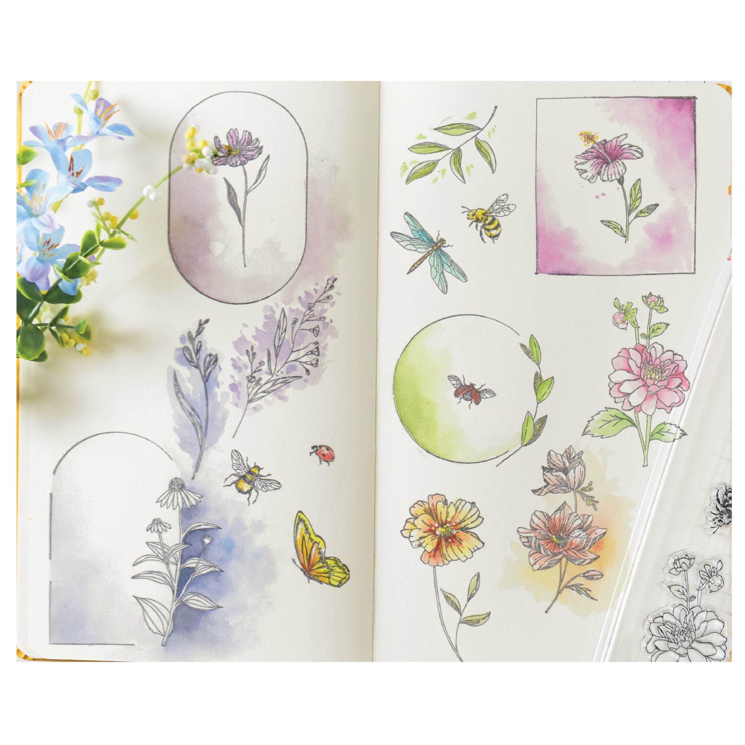 sizzix-studio-clear-stamp-set-18pk-floral-frames-and-mini-flowers-by-willow-wolfe
